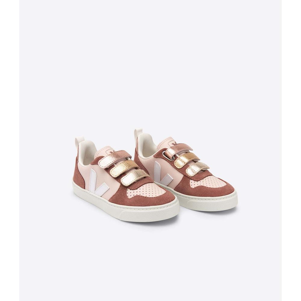 Kids' Veja V-10 CHROMEFREE Shoes Pink | ZA 740QMA